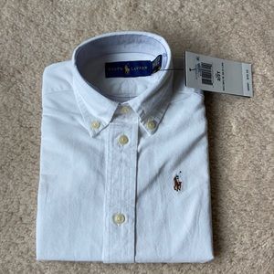 NWT White 2T Ralph Lauren button down LS shirt
